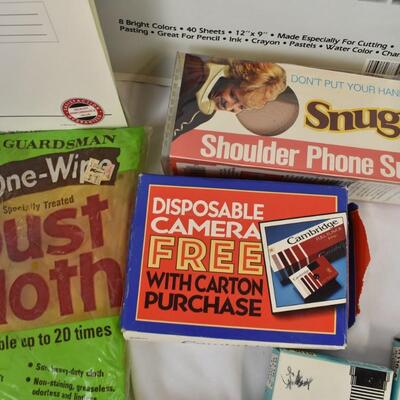 21 pc Office Lot: Note Pads, Dust Cloth, Disposable Camera, Rolodex