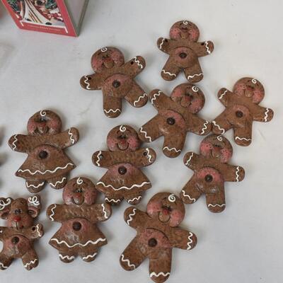 Christmas Lot: 20 Ceramic Gingerbread Ornaments, Santa Christmas Bell