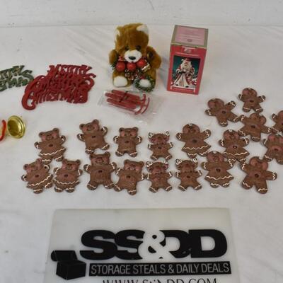 Christmas Lot: 20 Ceramic Gingerbread Ornaments, Santa Christmas Bell