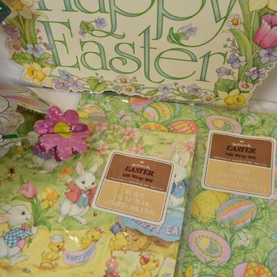 Easter Lot: Easter Gift Wrap, Stuffed animals, Bunny Ceramic Figures