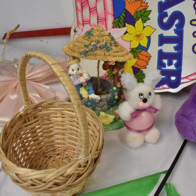 Easter Lot: Easter Gift Wrap, Stuffed animals, Bunny Ceramic Figures