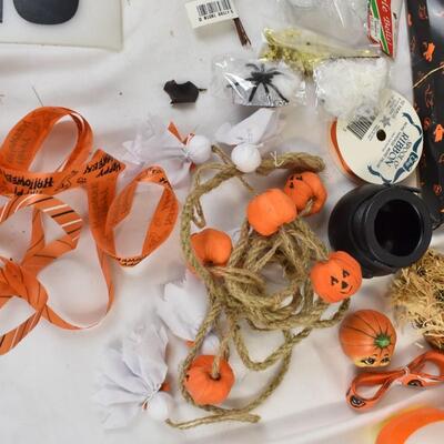 Halloween Lot: Candle Holder, Pumpkin Lights, Large Candles, Crafts, Bells