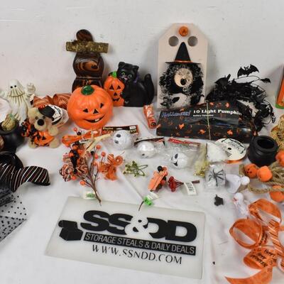 Halloween Lot: Candle Holder, Pumpkin Lights, Large Candles, Crafts, Bells