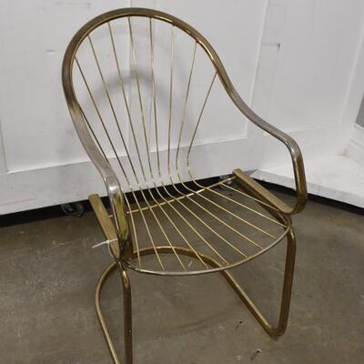 Metal Gold Wire Chair, 2 Green Cushions