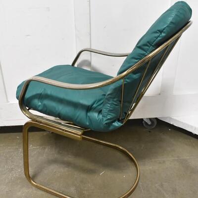 Metal Gold Wire Chair, 2 Green Cushions