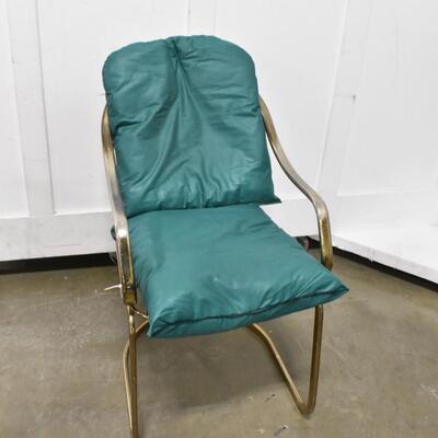 Metal Gold Wire Chair, 2 Green Cushions