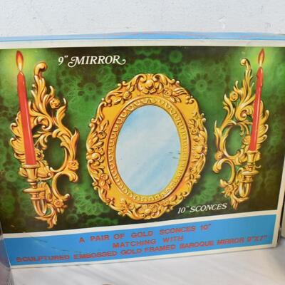 7 pc Decor, Seasonal Calendar, Candles, Small Shelf, Mirror