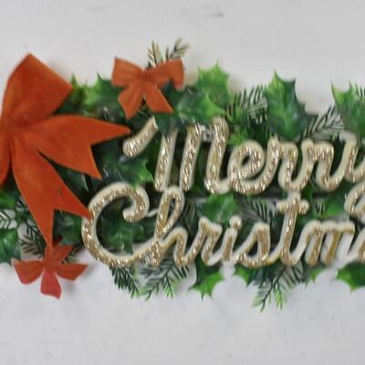 Christmas Lot: Decorative Tree, Lights, Candelabra Bulbs, Vintage Santa