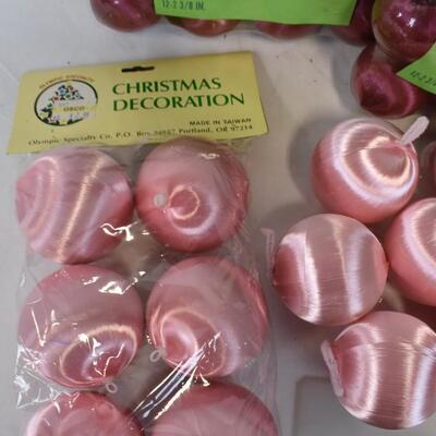 5 Packages of Christmas Ornaments, Olympic Specialty, Snow Foam, Pink and Red