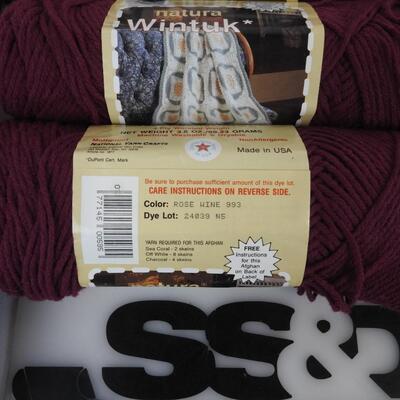 10 Skeins Yarn Natura Wintuk, Rose Wine Color