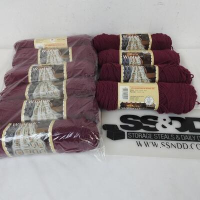 10 Skeins Yarn Natura Wintuk, Rose Wine Color