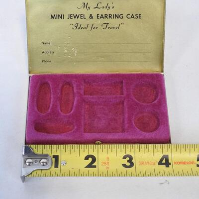 1960s Vintage "My Lady's Mini Jewel & Earring Case Ideal for Travel" Pink Inside