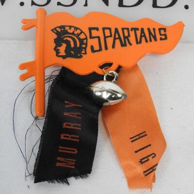 2 Spartan Pins, Murray High School MHS Orange & Black - Vintage