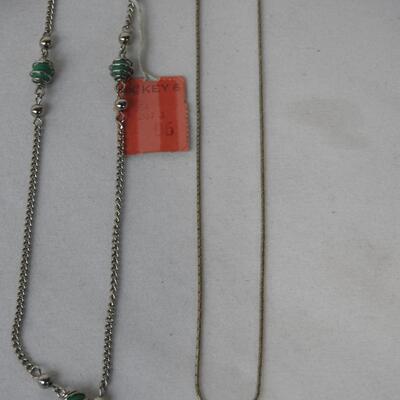 12 pc Vintage Costume Jewelry: 8 Dainty Necklaces & 4 Rings (3 adj & 1 sz 6)