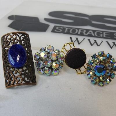 8 Vintage Costume Jewelry Adjustable Rings