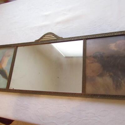 LOT 63  ANTIQUE HUNTING THEME MIRROR