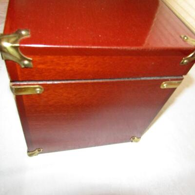 LOT 67  WOODEN TACKLE BOX IN A CANVAS COVER