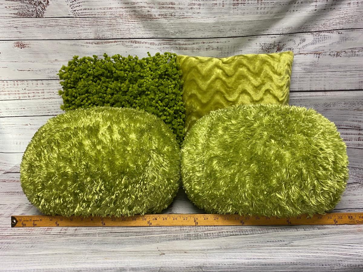 Lot of Green Fuzzy Furry Soft Pillows
