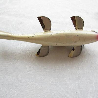 LOT 125   TWO WOODEN ICE FISHING SPEARING LURE DECOYS
