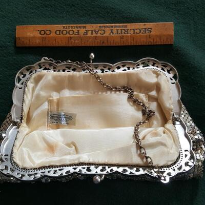 Vintage Silver Mesh Evening Bag