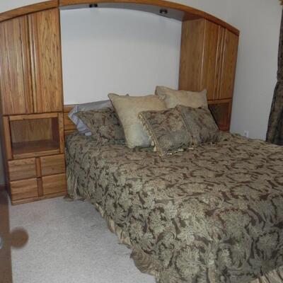 LOT 51  QUEEN SIZE BED WITH BUILT IN LIGHTED NIGHTSTANDS & CABINETS
