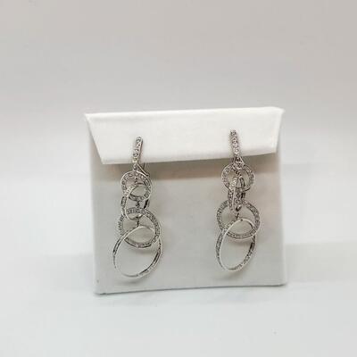 Lot XYZ: Delightful Dangling Diamond Drop Earrings set in 14k white gold stamped SB Designer Sonia Bitton