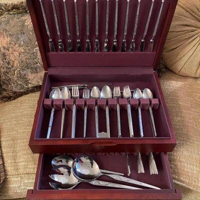 Silverplated Flatware with serving pieces