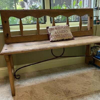 26A Haitian Bench w/Wrought Iron Studs