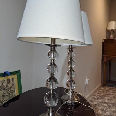 Renwil Venezia by Jonathan  Wilner, Pair of Metal and Glass Table Lamps w/ Shades