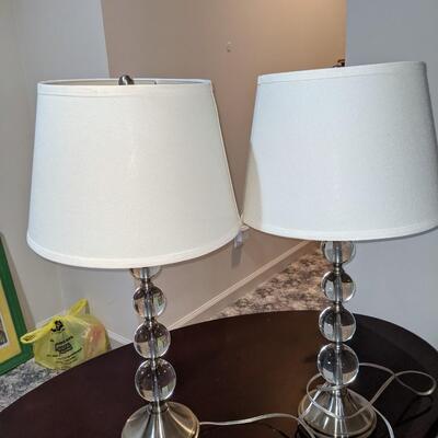 Renwil Venezia by Jonathan  Wilner, Pair of Metal and Glass Table Lamps w/ Shades