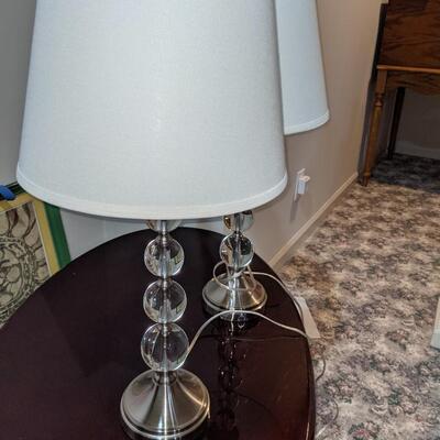 Renwil Venezia by Jonathan  Wilner, Pair of Metal and Glass Table Lamps w/ Shades