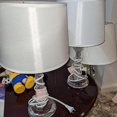 Pair Acrylic Table Lamps w/ Shades