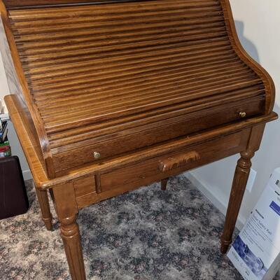 Wood Roll Top Desk w/ Carved legs by Powell