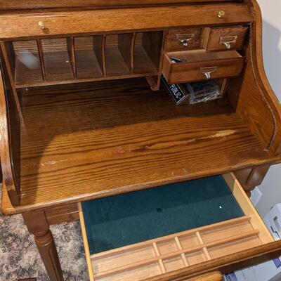 Wood Roll Top Desk w/ Carved legs by Powell