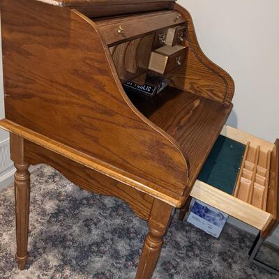 Wood Roll Top Desk w/ Carved legs by Powell