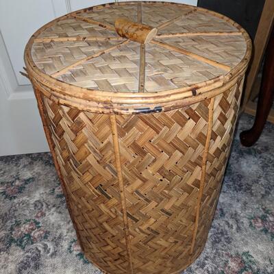 Bamboo Hamper and 3 Throw Pillows