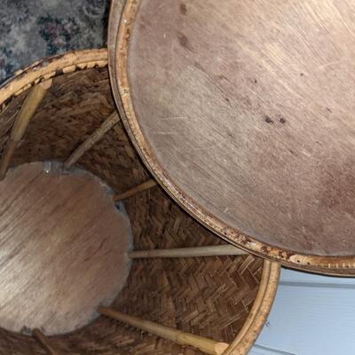 Bamboo Hamper and 3 Throw Pillows