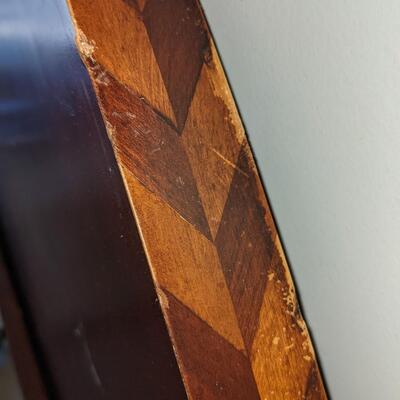 6 Ft Diameter  Inlaid wood Table, Four Carved Leg Base