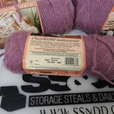 Yarn Caron Dazzleaire Brand, 11 skeins, Mauve color
