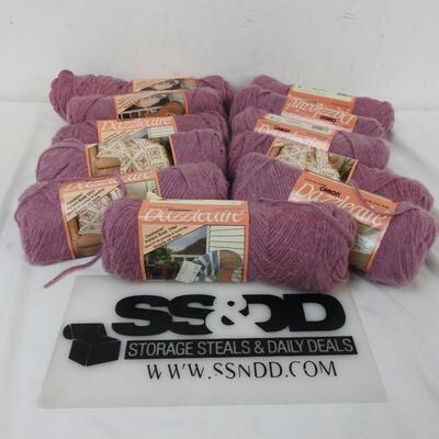 Yarn Caron Dazzleaire Brand, 11 skeins, Mauve color