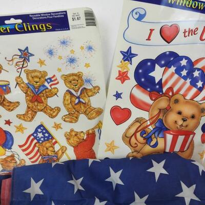 Patriotic lot: USA flag 3ftx5ft, wind spinners, banner, ty beanie