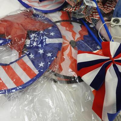 Patriotic lot: USA flag 3ftx5ft, wind spinners, banner, ty beanie