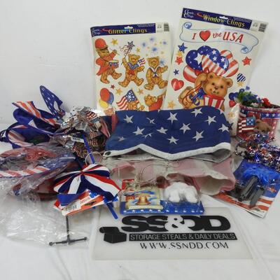 Patriotic lot: USA flag 3ftx5ft, wind spinners, banner, ty beanie