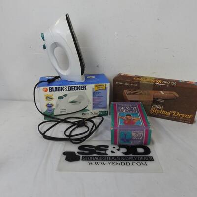 Personal Care: Black & Decker Iron-works, Mist Styling Dryer-works, Hand Weights