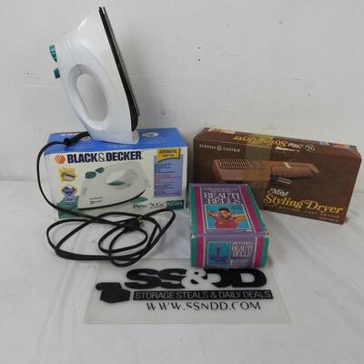 Personal Care: Black & Decker Iron-works, Mist Styling Dryer-works, Hand Weights