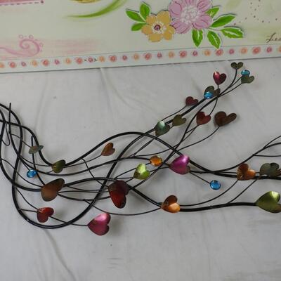 Canvas Art "Love" 39 x 24 Inches, Metal Garden Heart Decoration
