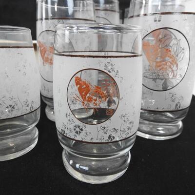 Corning Ware Casserole Dish, 8 Full Size, 4 Medium, 4 Small Glasses with Design