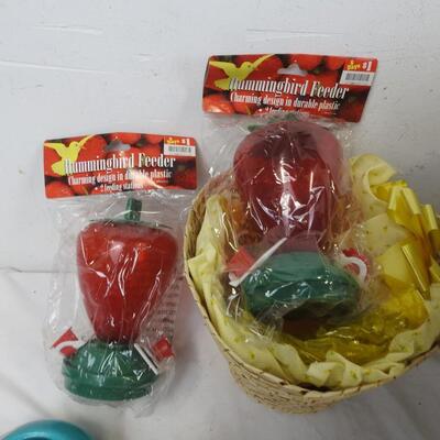 Garden Decor - Big Planter Bowl, Lady Bugs, Hummingbird Feeders, Baskets