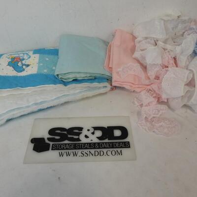 Baby Bedding Fabric - Blue, Carebear, Pink and White