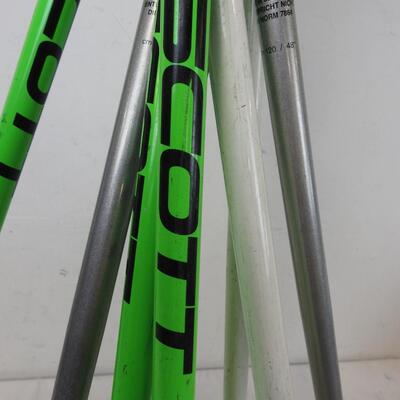 8 Ski Poles, 4 Pairs, Green and White Scott, 48" Poles, Gray Volant Gravity V2